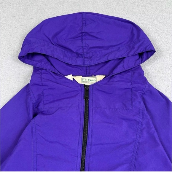 LL Bean Vintage Anorak Jacket Medium Purple Hooded raincoat - Picture 9 of 12